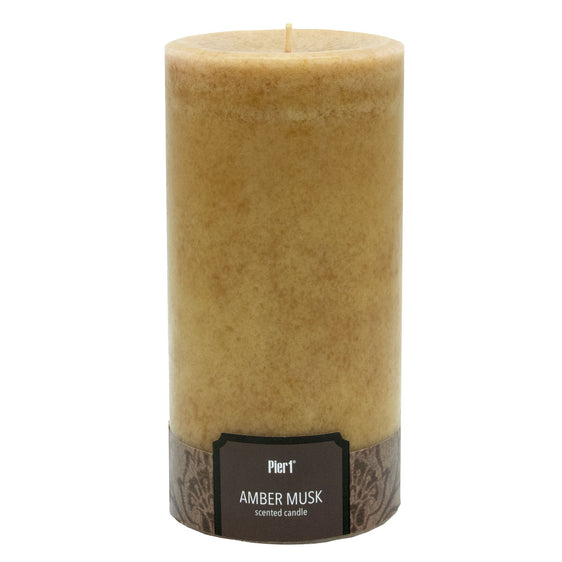 Pier 1 Amber Musk 3x6 Solid Pillar Candle