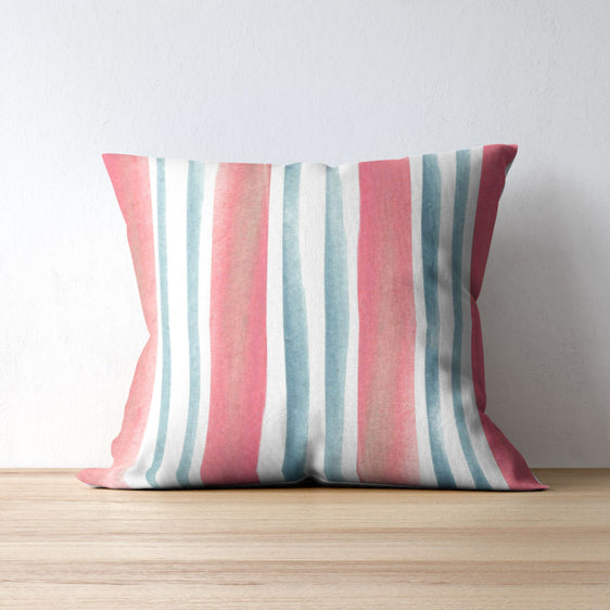 Watercolor Stripes Square Pillow