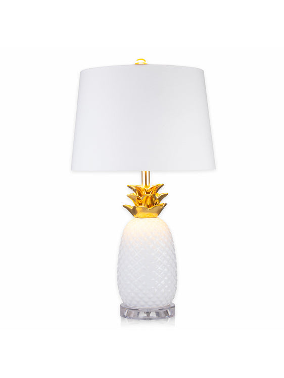 Pier 1 Pineapple White & Gold Ceramic Table Lamp 22''
