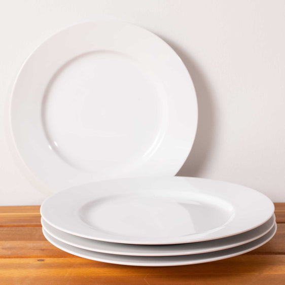 Pier 1 Luminous Porcelain White Dinner Plates, Set of 4