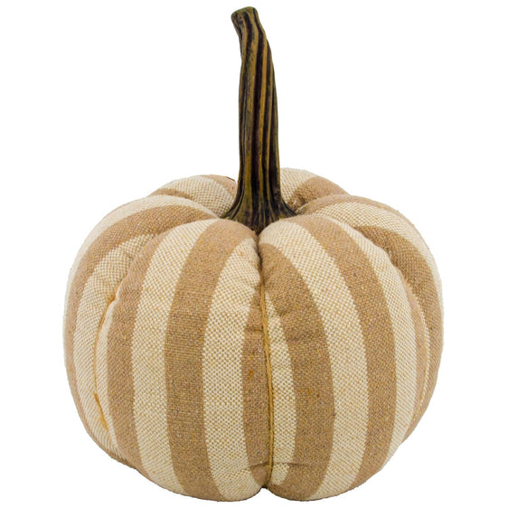 Pier 1 Taupe Striped Fabric Weighted Pumpkin - Pier 1